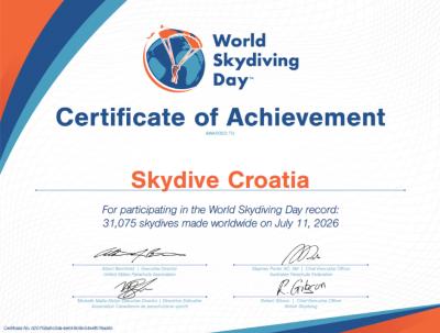 Skydive Croatia Helps Set a New World Record on World Skydiving Day 2026